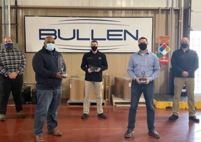 masked bullen employees in warehouse